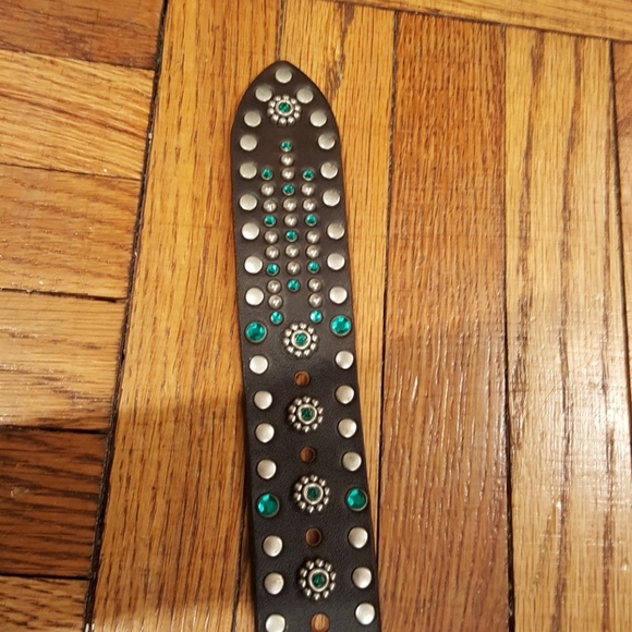 NANNI Women's Black Leather Studded Belt - 90/36 - Picture 5 of 6